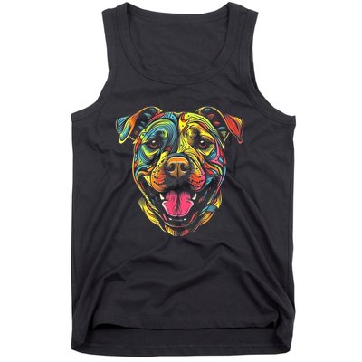 Pit Bull Mom Dog Lover Colorful Artistic Pitbull Owner Women Tank Top