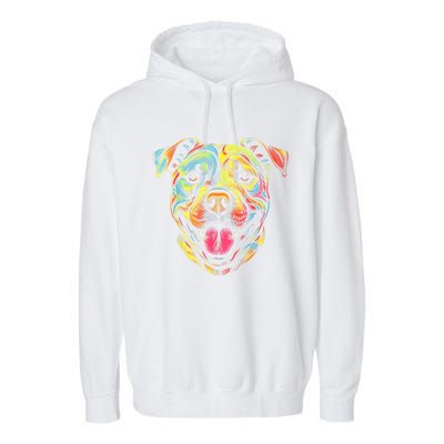 Pit Bull Mom Dog Lover Colorful Artistic Pitbull Owner Women Garment-Dyed Fleece Hoodie