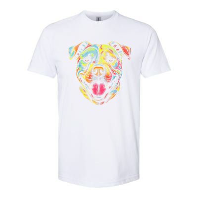 Pit Bull Mom Dog Lover Colorful Artistic Pitbull Owner Women Softstyle CVC T-Shirt