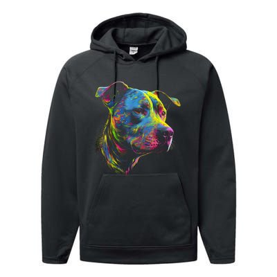 Pit Bull Mom Dog Lover Colorful Artistic Pitbull Owner Women Performance Fleece Hoodie