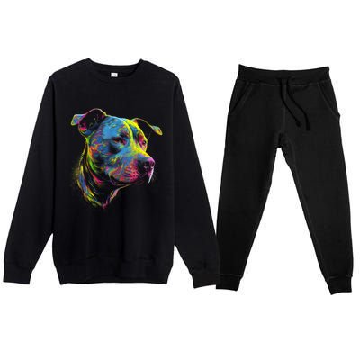 Pit Bull Mom Dog Lover Colorful Artistic Pitbull Owner Women Premium Crewneck Sweatsuit Set