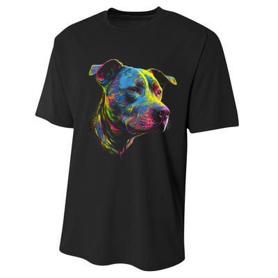 Pit Bull Mom Dog Lover Colorful Artistic Pitbull Owner Women Performance Sprint T-Shirt