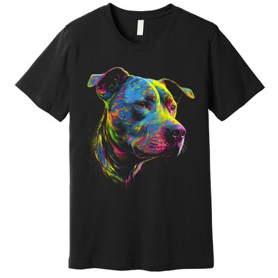 Pit Bull Mom Dog Lover Colorful Artistic Pitbull Owner Women Premium T-Shirt