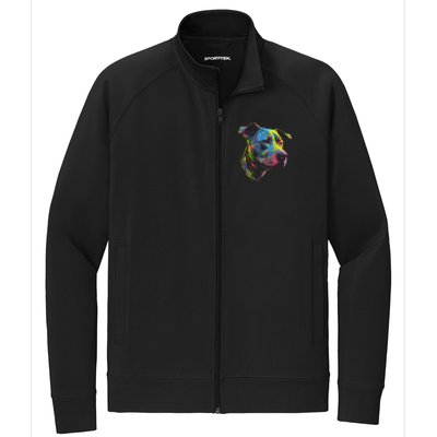 Pit Bull Mom Dog Lover Colorful Artistic Pitbull Owner Women Stretch Full-Zip Cadet Jacket