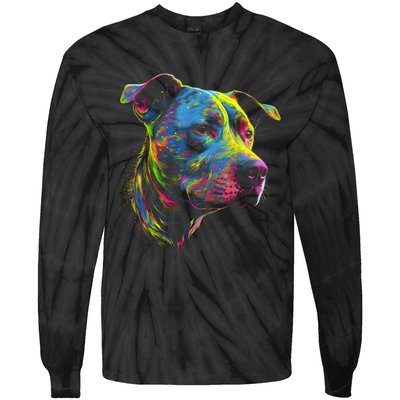 Pit Bull Mom Dog Lover Colorful Artistic Pitbull Owner Women Tie-Dye Long Sleeve Shirt