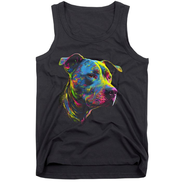 Pit Bull Mom Dog Lover Colorful Artistic Pitbull Owner Women Tank Top