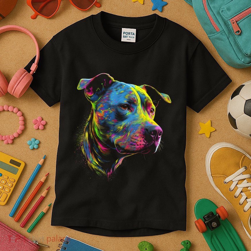 Pit Bull Mom Dog Lover Colorful Artistic Pitbull Owner Women Kids T-Shirt