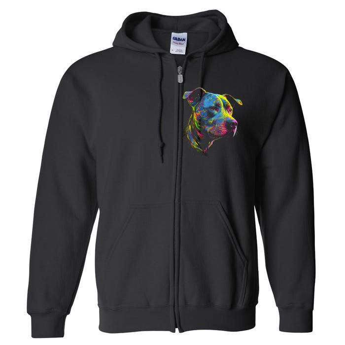 Pit Bull Mom Dog Lover Colorful Artistic Pitbull Owner Women Full Zip Hoodie