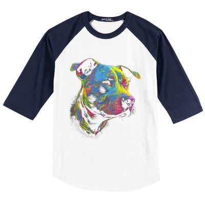 Pit Bull Mom Dog Lover Colorful Artistic Pitbull Owner Women Baseball Sleeve Shirt