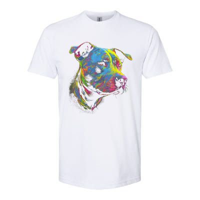 Pit Bull Mom Dog Lover Colorful Artistic Pitbull Owner Women Softstyle CVC T-Shirt