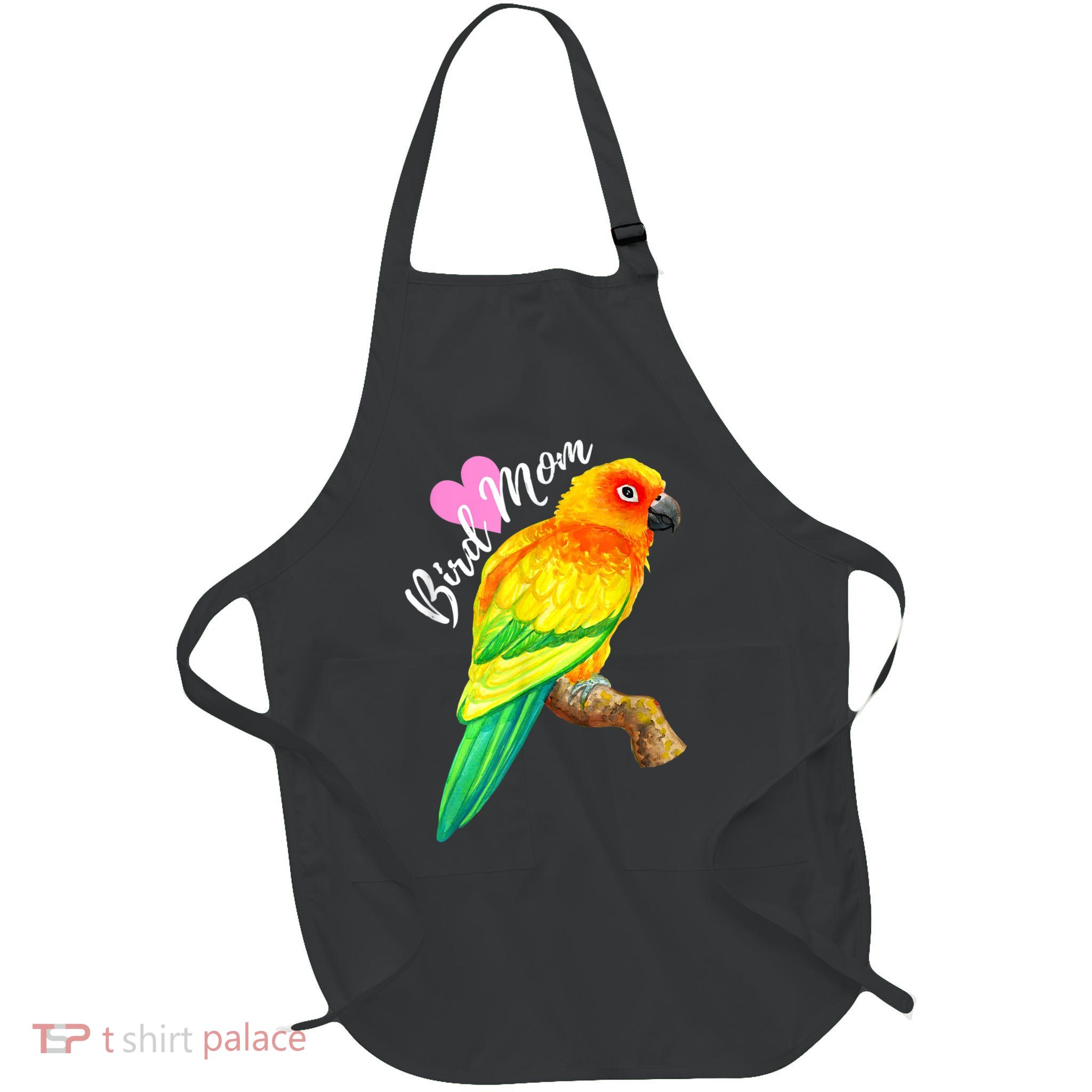 Parrot Bird Mom Sun Conure Watercolor Full-Length Apron With Pockets