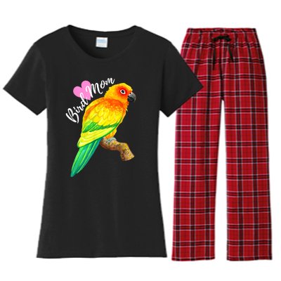 Parrot Bird Mom Sun Conure Watercolor Women's Flannel Pajama Set