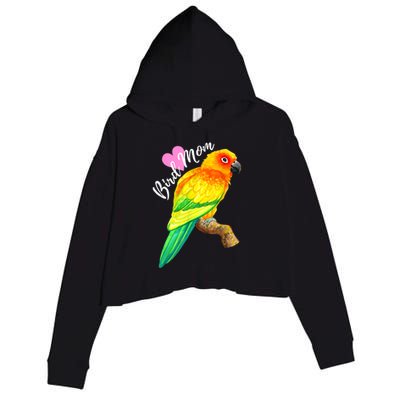 Parrot Bird Mom Sun Conure Watercolor Crop Fleece Hoodie