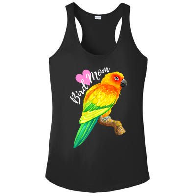 Parrot Bird Mom Sun Conure Watercolor Ladies PosiCharge Competitor Racerback Tank