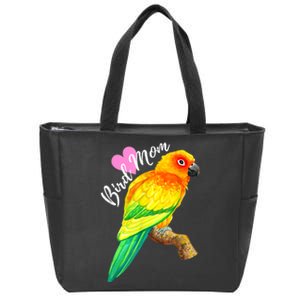 Parrot Bird Mom Sun Conure Watercolor Zip Tote Bag