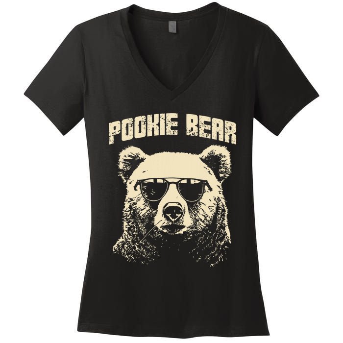 Pookie Bear Meme Funny Memes Internet Memes Bear Lover Joke Women's V-Neck T-Shirt