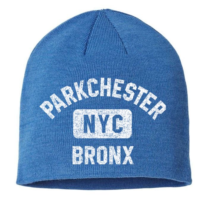 Parkchester Bronx Nyc Gym Style Distressed White Print Great Gift Sustainable Beanie