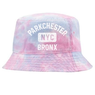 Parkchester Bronx Nyc Gym Style Distressed White Print Great Gift Tie-Dyed Bucket Hat