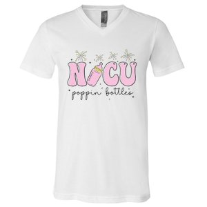 Poppin Bottles New Years Eve Hospital Party Funny NICU Nurse V-Neck T-Shirt