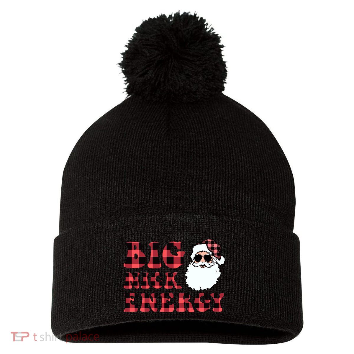 Plaid Big Nick Energy Santa Claus Funny Christmas Pom Pom 12in Knit Beanie