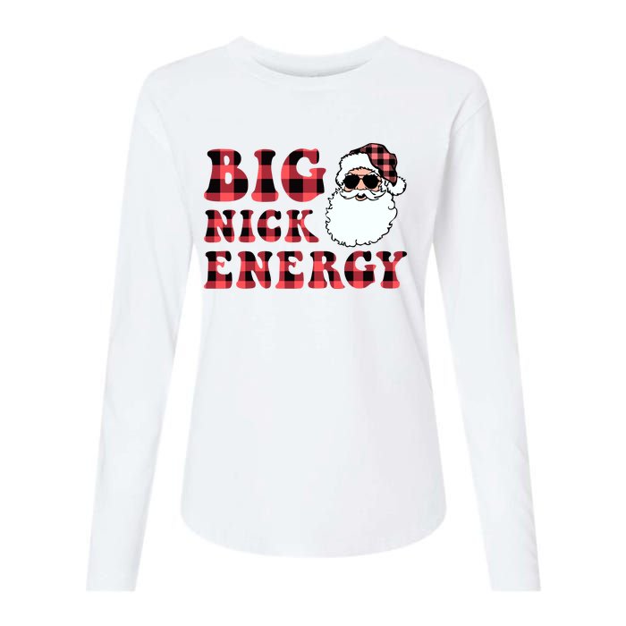 Plaid Big Nick Energy Santa Claus Funny Christmas Womens Cotton Relaxed Long Sleeve T-Shirt