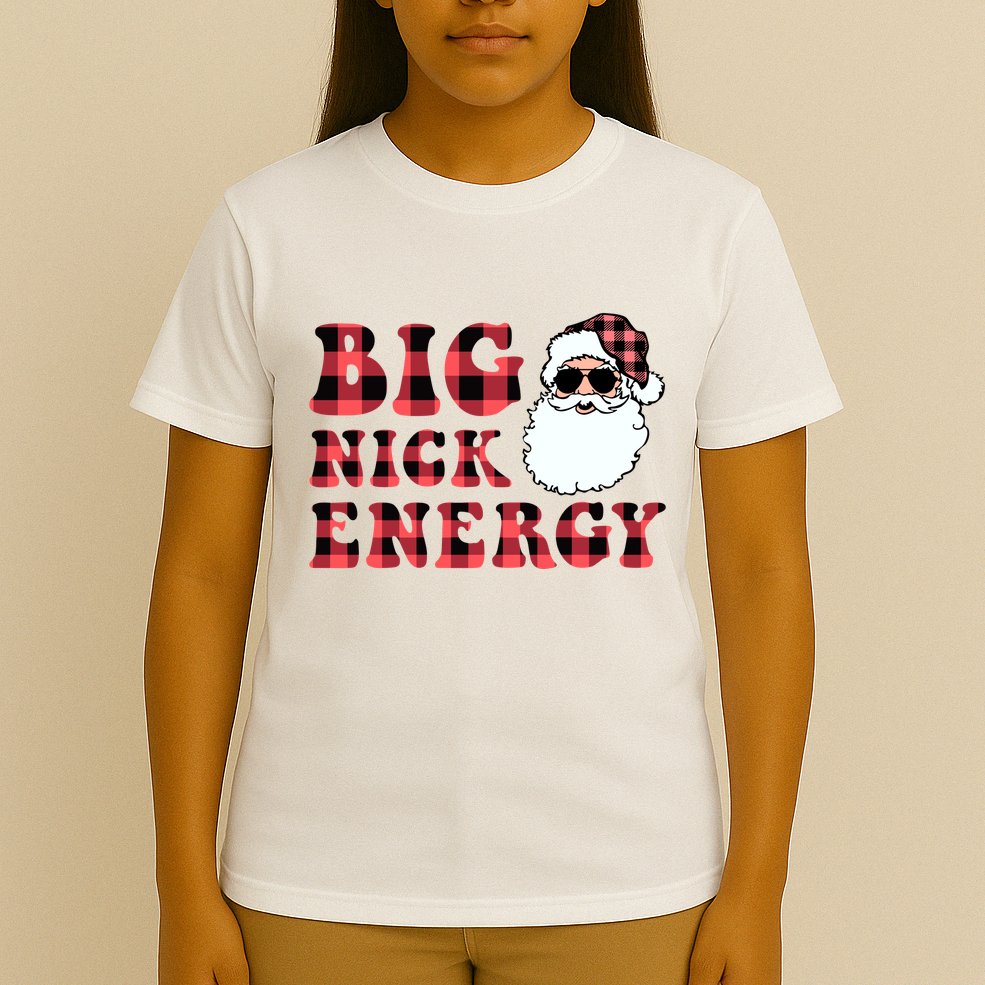 Plaid Big Nick Energy Santa Claus Funny Christmas T-Shirt