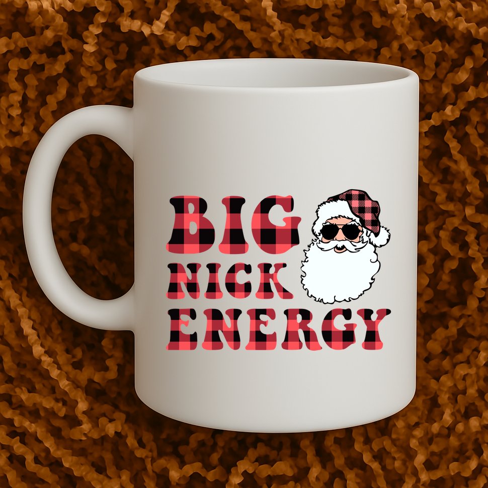 Plaid Big Nick Energy Santa Claus Funny Christmas Mug