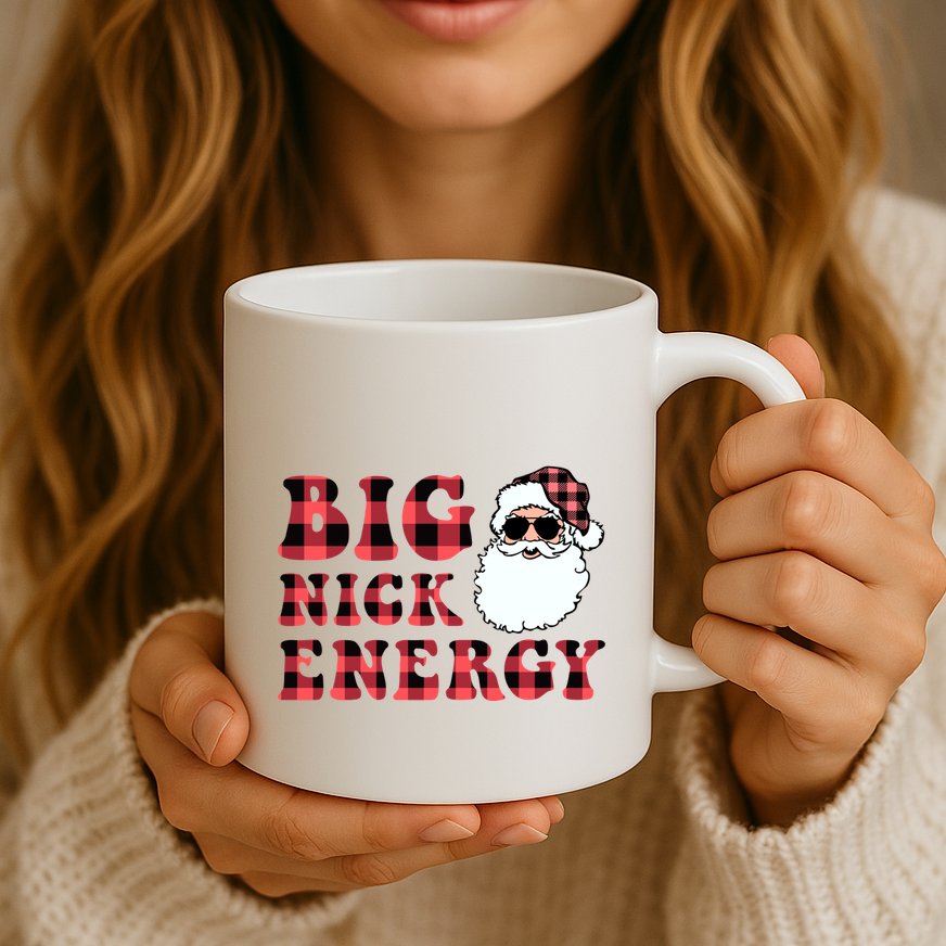 Plaid Big Nick Energy Santa Claus Funny Christmas Mug