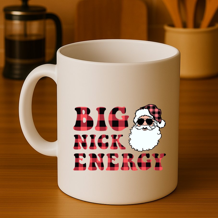 Plaid Big Nick Energy Santa Claus Funny Christmas Mug