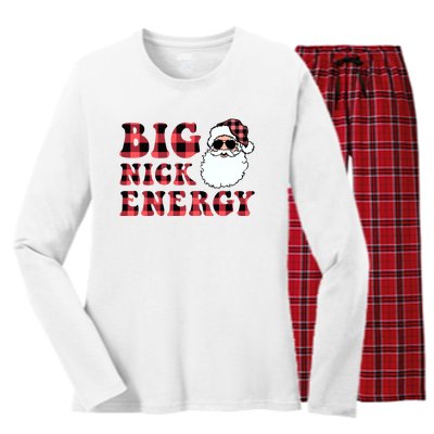 Plaid Big Nick Energy Santa Claus Funny Christmas Women's Long Sleeve Flannel Pajama Set 