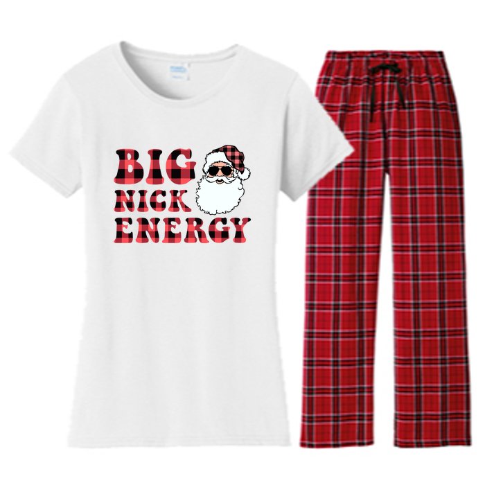 Plaid Big Nick Energy Santa Claus Funny Christmas Women's Flannel Pajama Set