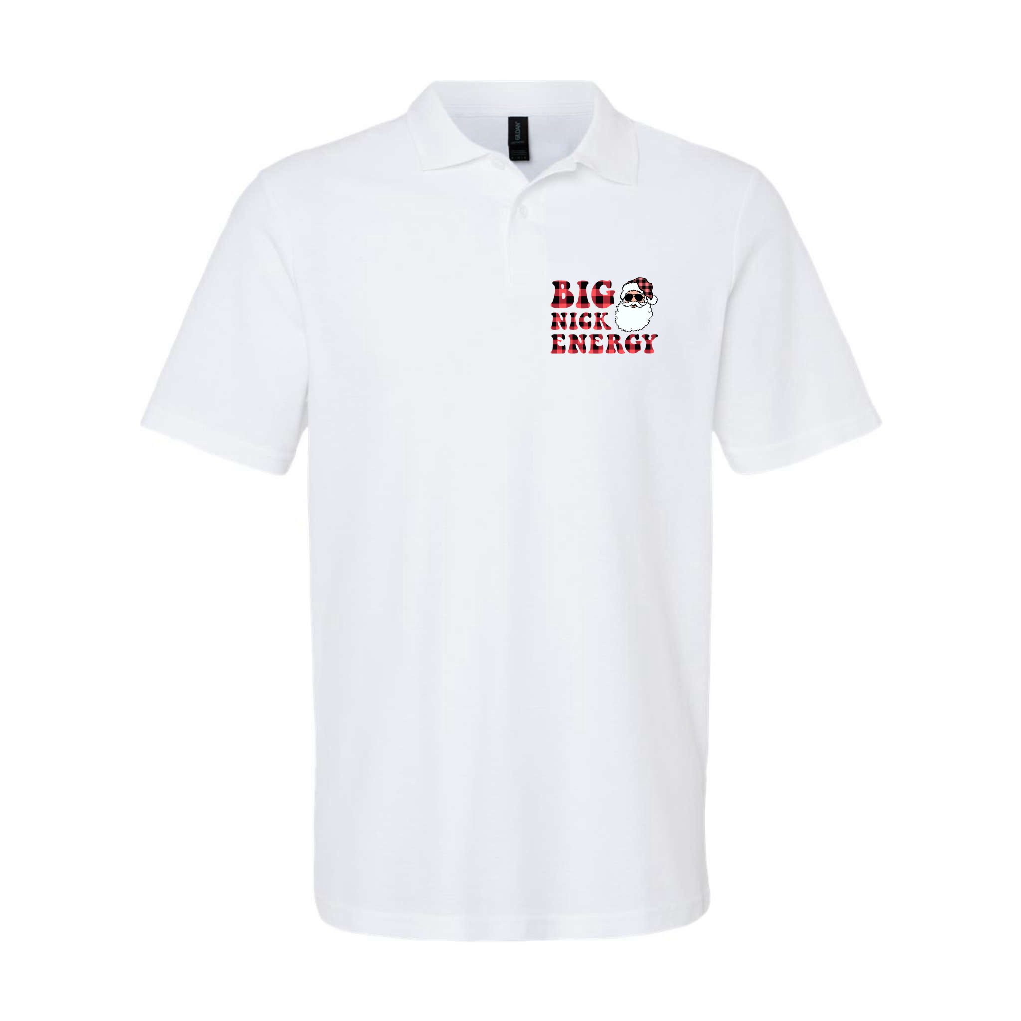 Plaid Big Nick Energy Santa Claus Funny Christmas Polo