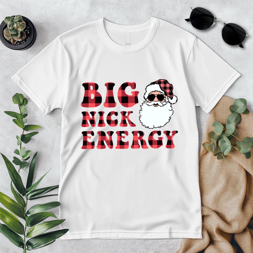 Plaid Big Nick Energy Santa Claus Funny Christmas Premium T-Shirt