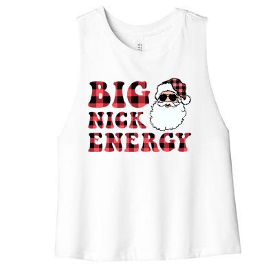 Plaid Big Nick Energy Santa Claus Funny Christmas Women's Racerback Cropped Tank