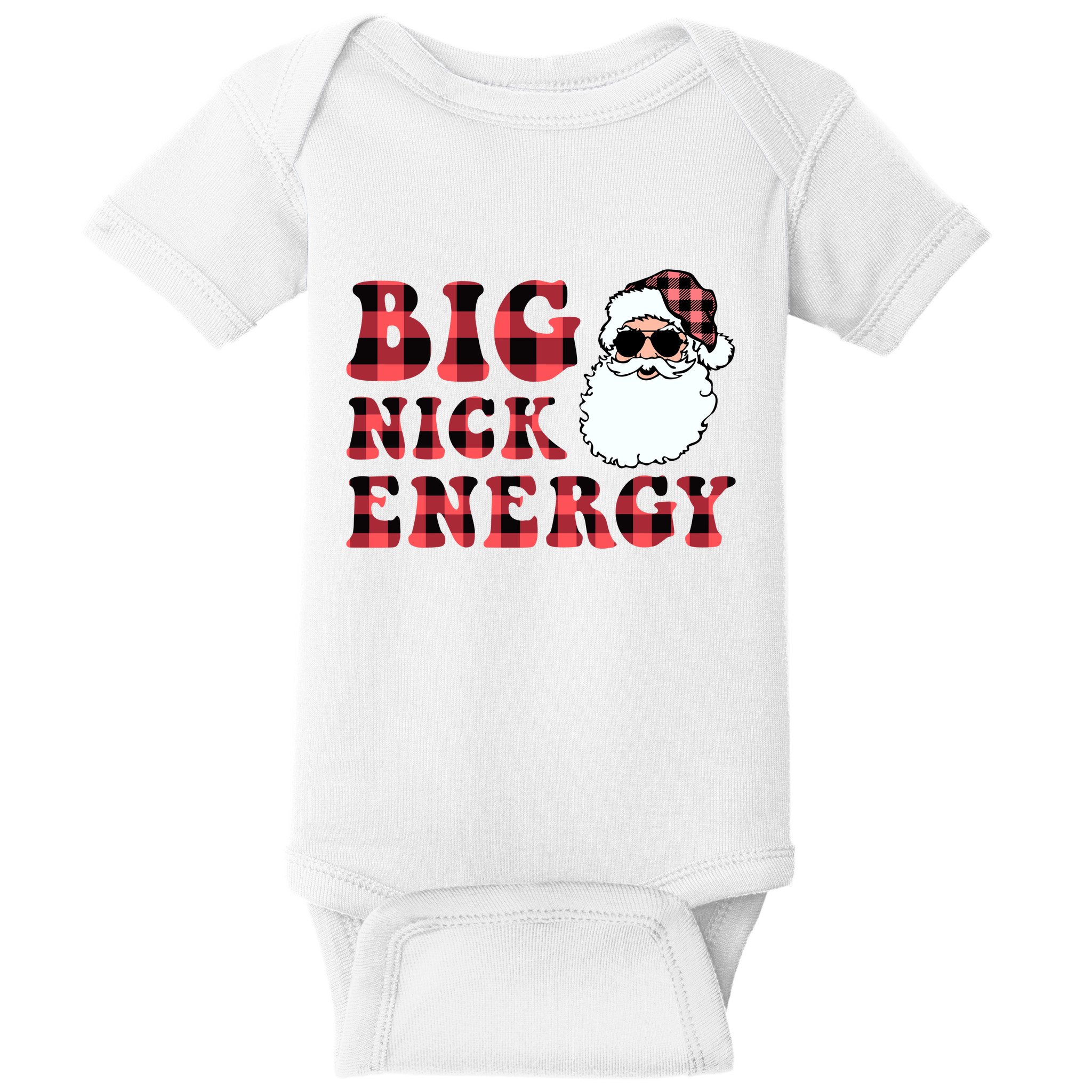 Plaid Big Nick Energy Santa Claus Funny Christmas Baby Bodysuit