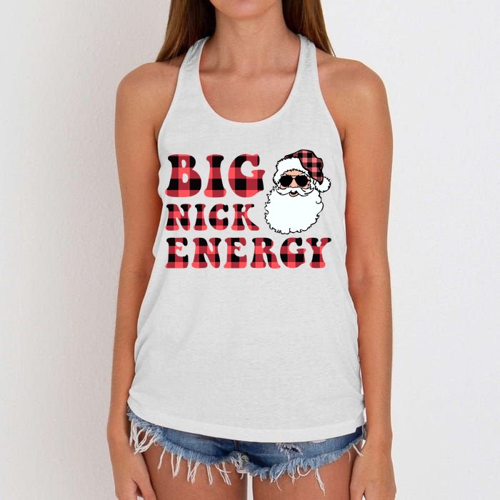 Plaid Big Nick Energy Santa Claus Funny Christmas Women's Knotted Racerback Tank