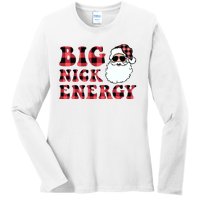 Plaid Big Nick Energy Santa Claus Funny Christmas Ladies Long Sleeve Shirt