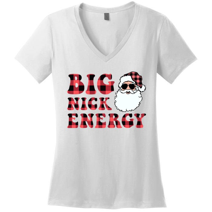 Plaid Big Nick Energy Santa Claus Funny Christmas Women's V-Neck T-Shirt