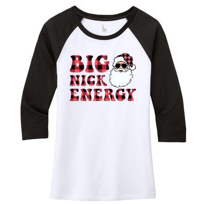 Plaid Big Nick Energy Santa Claus Funny Christmas Women's Tri-Blend 3/4-Sleeve Raglan Shirt