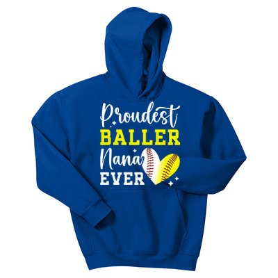 Proudest Baller Nana Ever Softball Baseball Nana Grandma Cool Gift Kids Hoodie