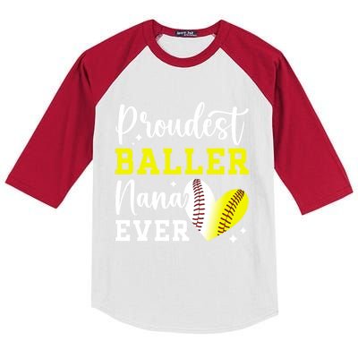 Proudest Baller Nana Ever Softball Baseball Nana Grandma Cool Gift Kids Colorblock Raglan Jersey