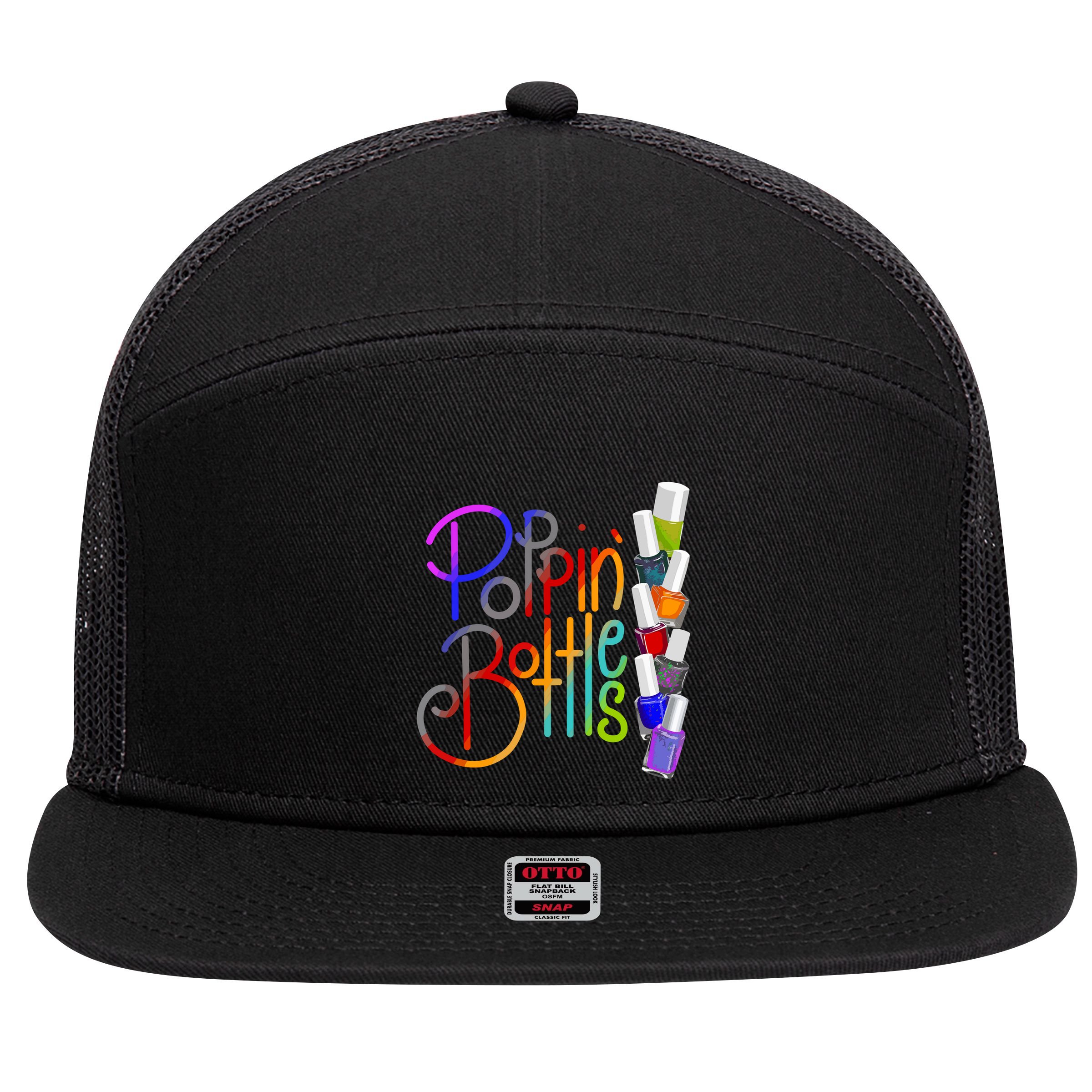 Popping Bottles Nail Polish 7 Panel Mesh Trucker Snapback Hat