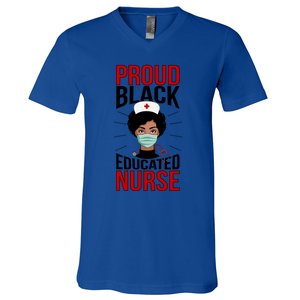 Proud Black Nurse African American Nurse Melanin Nursing Gift V-Neck T-Shirt