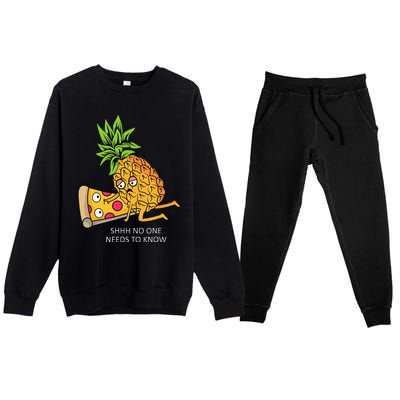 Pineapple Belongs On Pizza Lover Funny Food Pun Premium Crewneck Sweatsuit Set