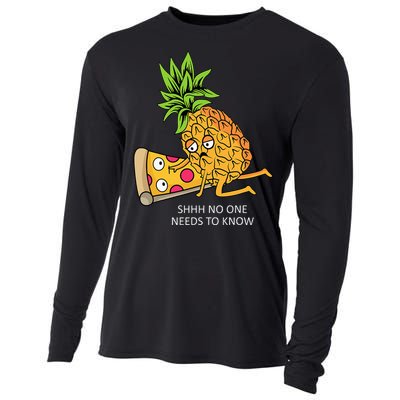 Pineapple Belongs On Pizza Lover Funny Food Pun Cooling Performance Long Sleeve Crew