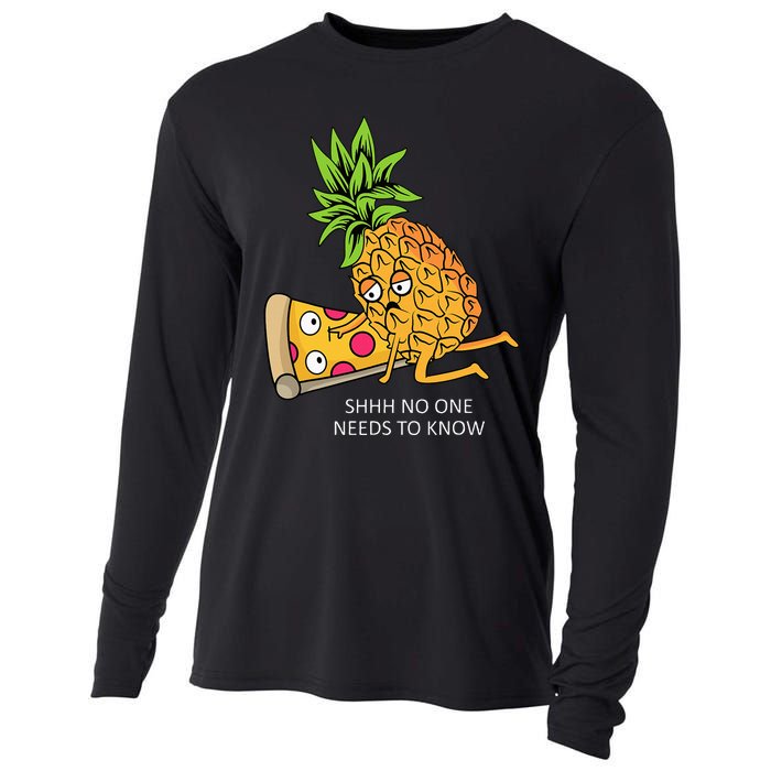 Pineapple Belongs On Pizza Lover Funny Food Pun Cooling Performance Long Sleeve Crew