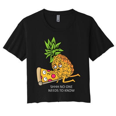 Pineapple Belongs On Pizza Lover Funny Food Pun Women's Crop Top Tee