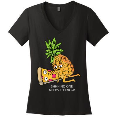 Pineapple Belongs On Pizza Lover Funny Food Pun Women's V-Neck T-Shirt