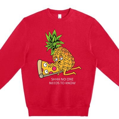 Pineapple Belongs On Pizza Lover Funny Food Pun Premium Crewneck Sweatshirt