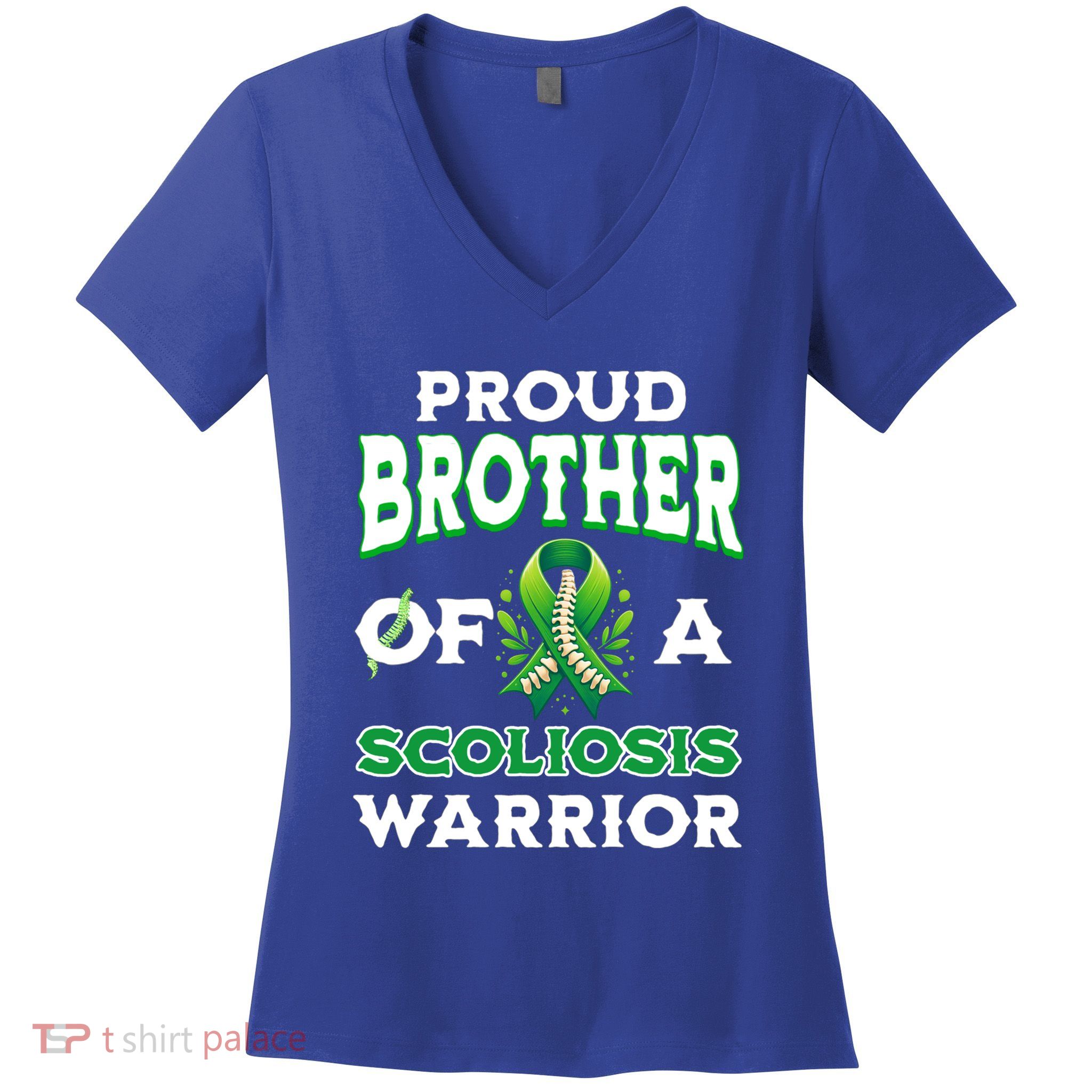 Proud Brother Of A Scoliosis Warrior Awareness Cute Gift Women's V-Neck T-Shirt